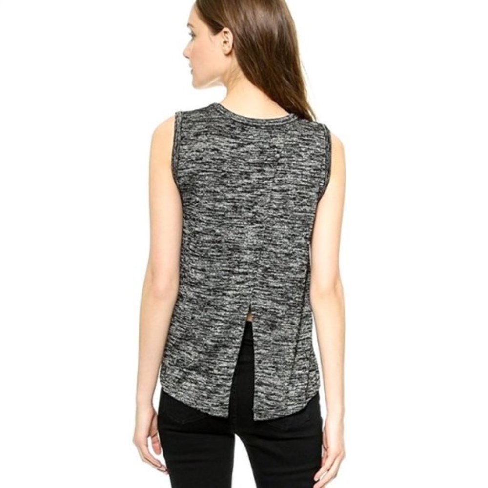 RAG & BONE Split Back Grey Marled Sleeveless Top